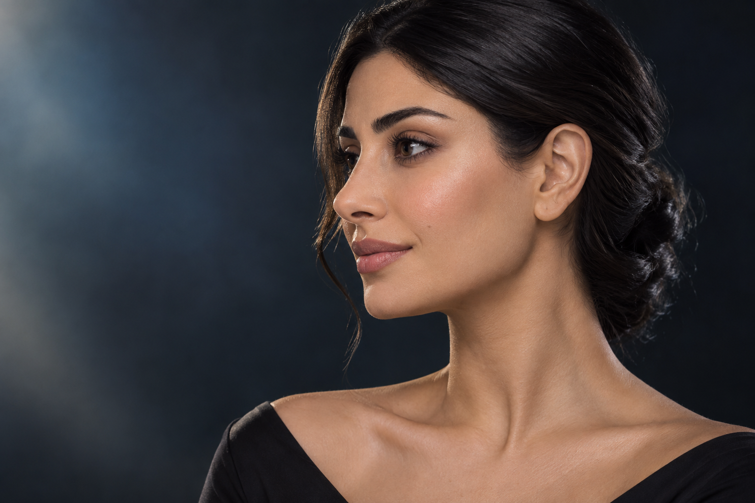 Middle Eastern woman in profile for cosmetic ear surgery in Cairo